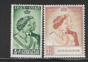 GIBRALTAR SCOTT #121-122 1948 SILVER WEDDING ISSUE- MINT NEVER HINGED - Picture 1 of 2