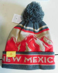 New Mexico Knit State Logo Pom Cap Double Thick Warm Adult Red & Green Mix - Picture 1 of 2