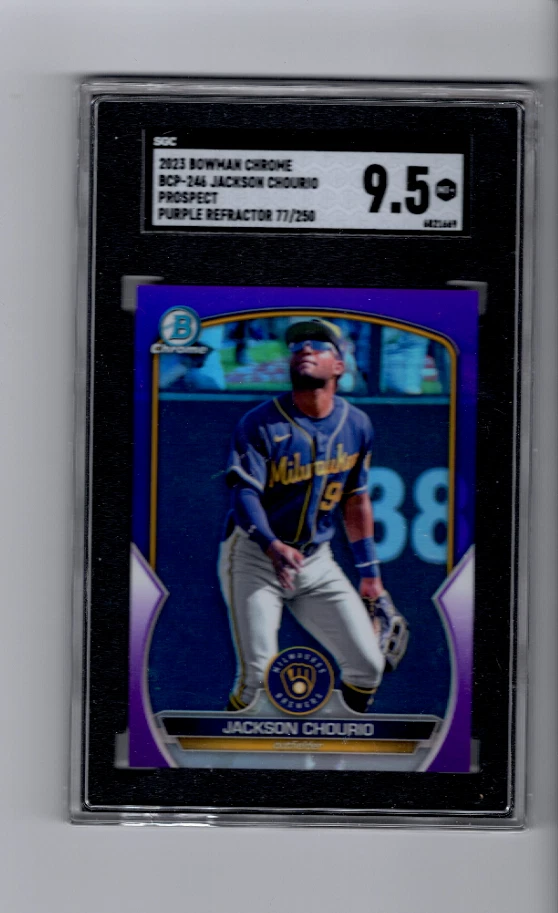2023 Bowman Chrome Jackson Chourio #BDC246 Purple⭐️💥🎯 SGC Graded 9.5 250 - Image 1 of 2