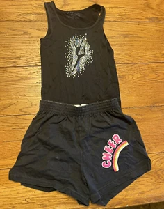 Cheer Dance Black Shorts Tank Top Set Small and X Small Child Girl - Picture 1 of 8