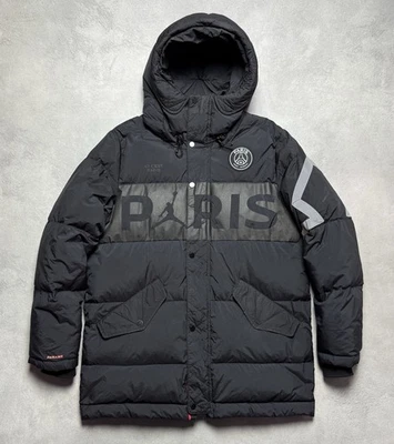 Paris Saint-Germain PSG Mens Black Down Parka Jacket Coat Jordan Size M - Image 1 of 4