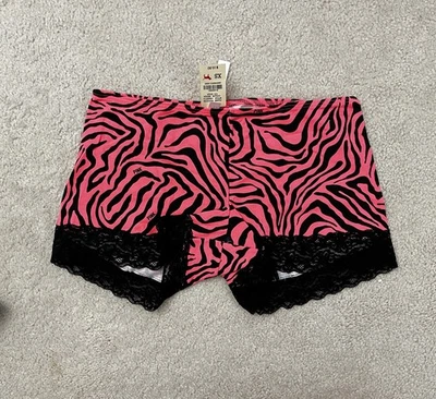 Panty corto de encaje vintage Victoria's Secret XS ROSA cebra tiro bajo pierna nuevo con etiquetas Foto 1 de 4