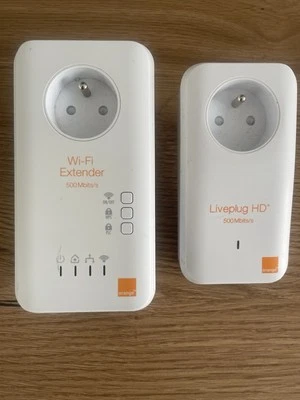 kit 2 CPL LIVEPLUG OFFICIEL Orange WIFI EXTENDER 500 Mbits/s - Photo 1/4