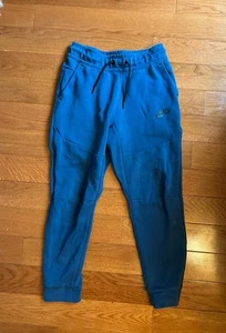 Nike Tech Fleece Sweatpants Youth Sz M Medium Blue Joggers Athletic Drawstring - Picture 1 of 11