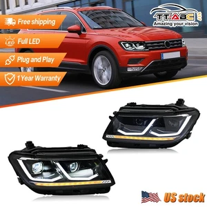 Pair LED Headlights Assembly Fit for Tiguan 2nd Gen 2018-2021 Head Front Lamps - Picture 1 of 24