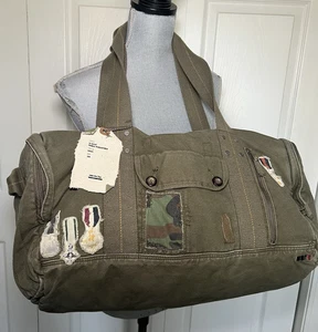 Trippe Five Soul Vtg Army Green Canvas duffle weekend Messenger Bag 555 Cargo - Foto 1 di 24