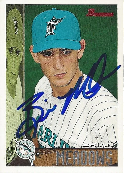 Brian Meadows Florida Marlins 1995 Bowman Signed Card  - Image 1 of 1