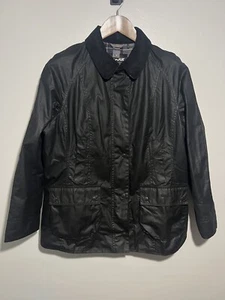 NWOT BARBOUR Black Bedale Waxed Coat Jacket Women’s US 12 UK 16 Wax - Picture 1 of 6