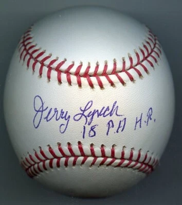 JERRY LYNCH Signed Baseball W/18 Pinch Hit Home Runs Insc  Pop 1 Reds 1961 KOA - Imagem 1 de 2