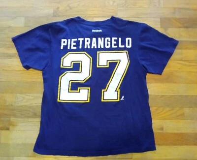 Camisa Alex Pietrangelo Reebok St Louis Azul Camiseta Hombres Grande Manga Corta #27  Foto 1 de 4