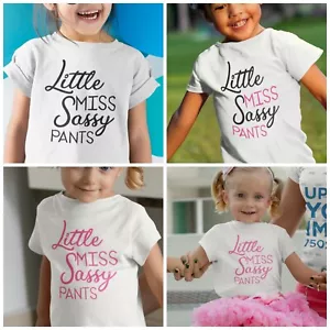Girls Little Miss Sassy Pants T-Shirt Personalised for Kids Perfect Princess - Picture 1 of 3
