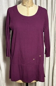 Eucalyptus Womens Magenta Crinkle Cotton 3/4 Sleeve Tunic Top Sz XS NWT - Picture 1 of 11