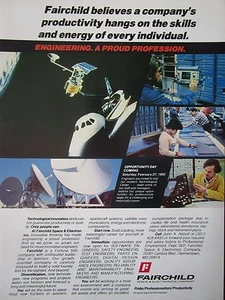 2/1982 PUB FAIRCHILD SPACE ELECTRONICS AVIONICS INGENIEURE ORIGINAL ANZEIGE - Bild 1 von 1