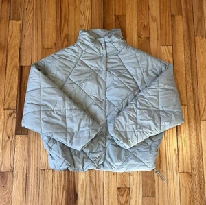 Forever 21 Jacket Womens L Green Mock Neck Adjustable Waist Quilted Lightweight - Picture 1 of 11