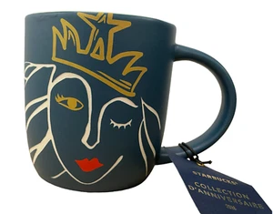 Starbucks 2016 Anniversary Blue Crown Wink Siren Etched Ceramic 14oz Coffee Mug - Picture 1 of 6
