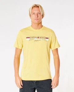 Camiseta Rip Curl Manga Corta Para Hombre Surf Revival Yeh Mumma Retro Amarilla - Imagen 1 de 2