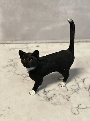 Figura de juguete Schleich Farm World 2014 blanco y negro gato doméstico gatito Foto 1 de 4