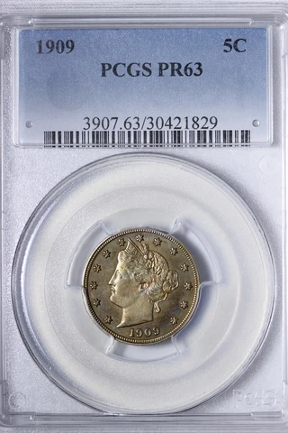PROOF 1909 Liberty V Nickel PCGS PR63 Richly Toned RNFM Cover