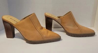 Cuero Marrón Punta Punta Mula Tacón Alto Talla 7.5 Sin Cordones Bisou Bisou Foto 1 de 4