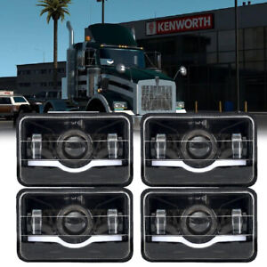 4X 4x6'' LED Headlights for Kenworth T800 T400 T600 W900B Classic 120/132 HK