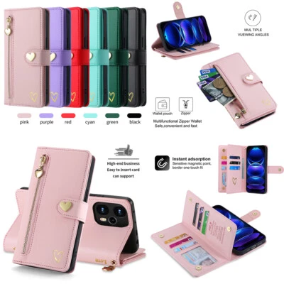 Для Redmi K60Ultra 12 Xiaomi 13 моды сердце молнии карты бумажник чехол с ремнем - Изображение 1 из 4