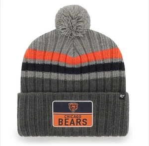 Chicago Bears Beanie Hat Cap Gray Orange Knit Adult One Size NFL Football Mens - Picture 1 of 2