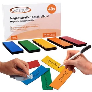 40 Magnetstreifen beschreibbar Etiketten Magnete Schilder bunt 100mmx30mm - Bild 1 von 5