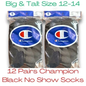 Champion 12 Par de Calcetines Para Hombre Negros Sin Presentación Talla 12-14 Nuevos Grandes y Altos - Imagen 1 de 2