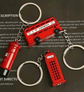 Uk BUS TELEPHONE BOX OR POST BOX RED KEY RING NEW FREE P&P CHOOSE YOUR DESIG - Picture 1 of 4
