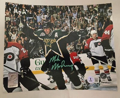 Mike Modano Signed Dallas Stars Hockey 8x10 Photo Beckett Witness Autograph  - Image 1 of 2
