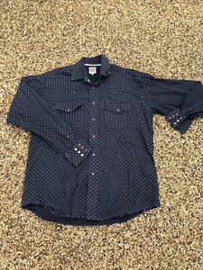 Cinch Men's Stretch Print Long Sleeve Button Down Dark Blue - Small - Picture 1 of 6