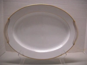 Noritake Fine China Guilford 5291 16" Oval Serving Platter White with Gold trim - Picture 1 of 7