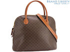 Celine Vintage Macadam 2Way Handbag Shoulder Bag Tote Brown Dark Pvc Leather Use