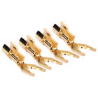 4pcs Y Plug Spade Connector Gold Plated 45 Degree Fork Speaker Wire Connecto AUS