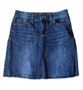 Joe's Jeans Medium Wash Denim Blue Jean Mini Skirt Youth Sz 12 Raw Hem - Picture 1 of 3