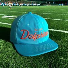 Vintage Sports Specialties Miami Dolphins Script Snapback Hat Mesh Back Youth