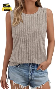 Womens Tank Tops Summer Spring Fashion Sleeveless Tunic Shirts Basic Soft Clothe - Picture 1 of 5