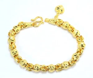 Dije Corazón Mezcla Bizantina 7" 7,5 mm Cuentas Corte Diamante 24K Oro GP Hecho en Tailandia GT52 - Imagen 1 de 4