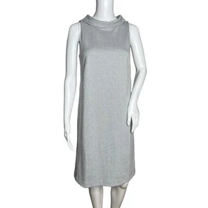 Ann Taylor Dress Women XS Tall Gray Shift Fold Over High Neck Neutral Minimalist - Picture 1 of 9