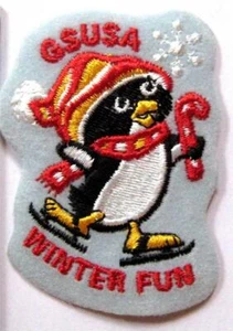 Girl Scouts GSUSA Invierno DIVERTIDOS Parches Insignias GUÍAS EXPLORADORES Patinaje Pingüino Nieve - Imagen 1 de 1
