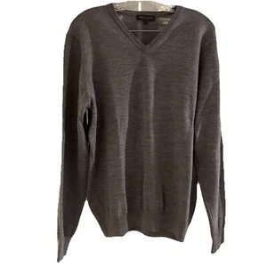 Lorenzo Magni Sweater Men's Large Gray V-Neck 100% Wool Made In Italy - Picture 1 of 9