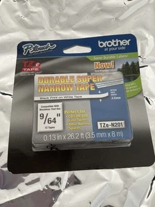 Brother Black Print On White Tape Label Tapes - 1" Width X 26.20 Ft Tze-N201 - Picture 1 of 3