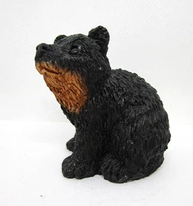 Vintage Figurine Black Bear Sitting Down Resin 2 inch tall - Picture 1 of 6