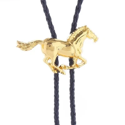 Caballo Tono Dorado Bolo Corbata Western Hombres Vaquero Collar Novio Boda Foto 1 de 4