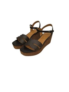 Coclico Midwood Wedge Sandals Black Leather Women's Size 8 EU 40 - Picture 1 of 11