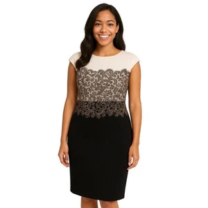 L.K. Bennett DR Fincham Dress Size 2 Cream Black Lace New - Picture 1 of 15