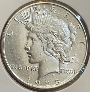 Dólar de plata S Peace 1928 ~ BRILLANTE ~ DE MS PEACE COLLECTION 90% plata $1 - Imagen 1 de 3