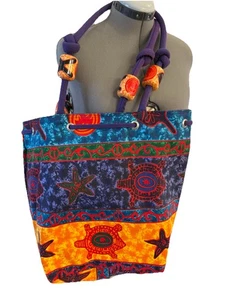 Sun ‘n “ Sand Tasche Handtasche groß. Deep Purple Orange Red Aqua Schildkröte Fisch Seestern - Bild 1 von 10