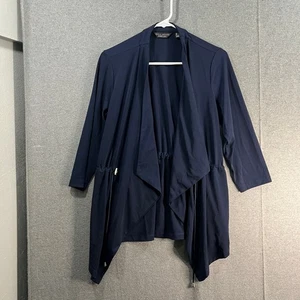 Every Day by Susan Graver Liquid Knit Anorak Style Cardigan Navy Size Small - Picture 1 of 10