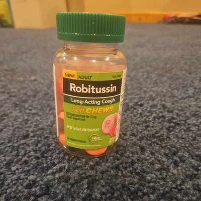 Robitussin 软咀嚼物,长效咳嗽缓解感冒药,浆果 20 克拉 10/25 — 第 1/4 张图片